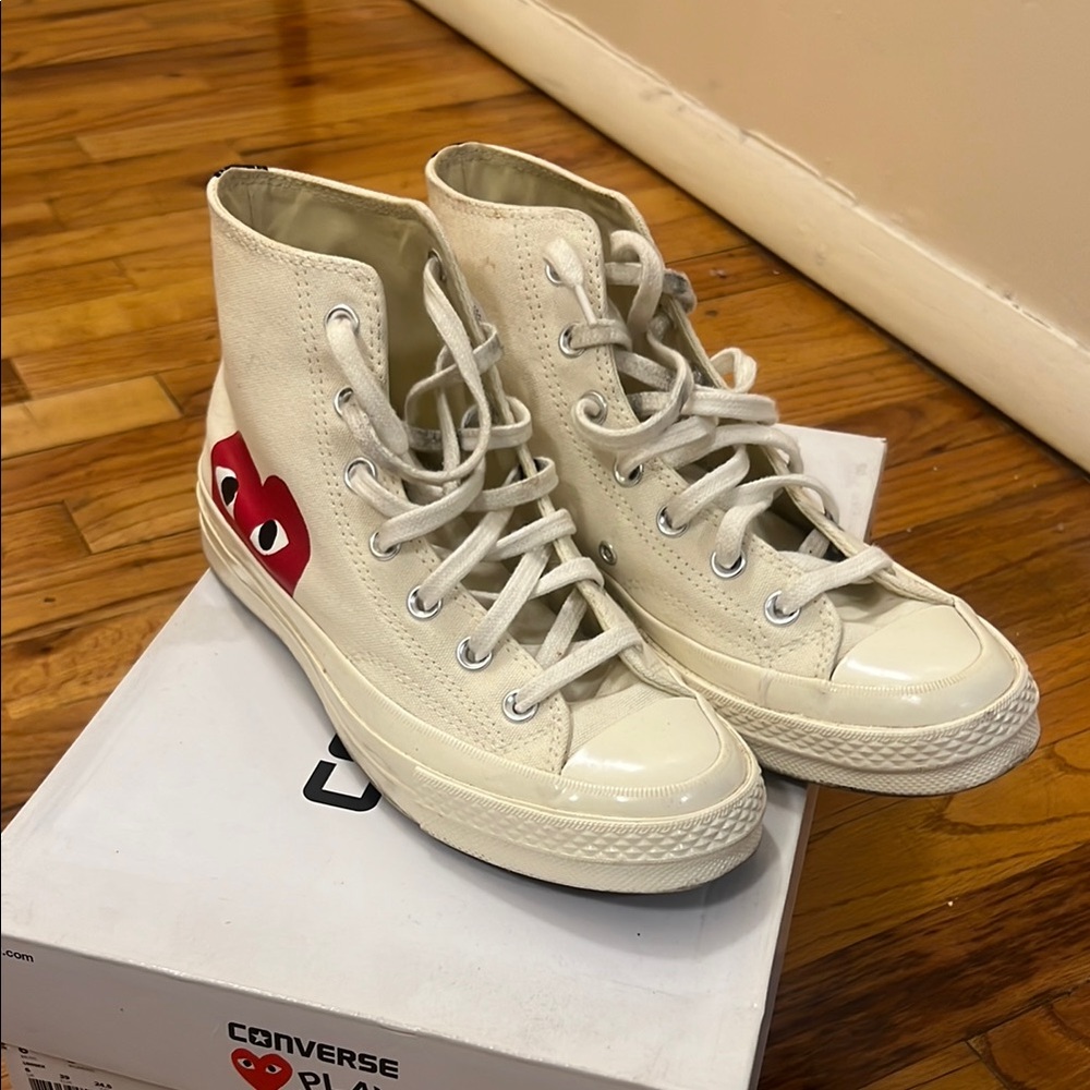 Converse ‘Comme Des Garçons’ High-Top Sneakers - Cream - Size 8 (women) - Picture 2 of 8